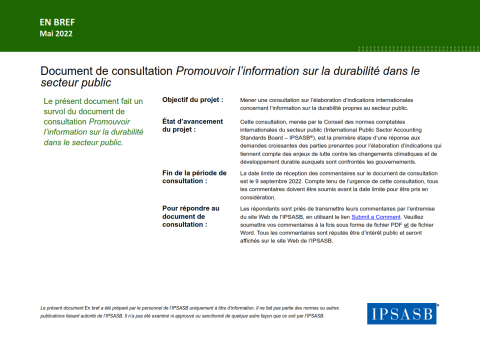 Document De Consultation – Promouvoir L’information Sur La Durabilité ...